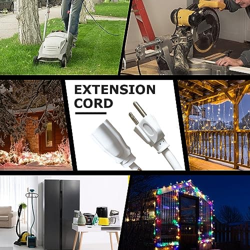 YOJOE Indoor Outdoor Extension Cord, 3 Prong 13A Weatherproof Power Cord, 16 Gauge Heavy Duty 6 ft White Extension Cord for Garage, Garden and Home, 16/3 SJTW UL Listed — view 5