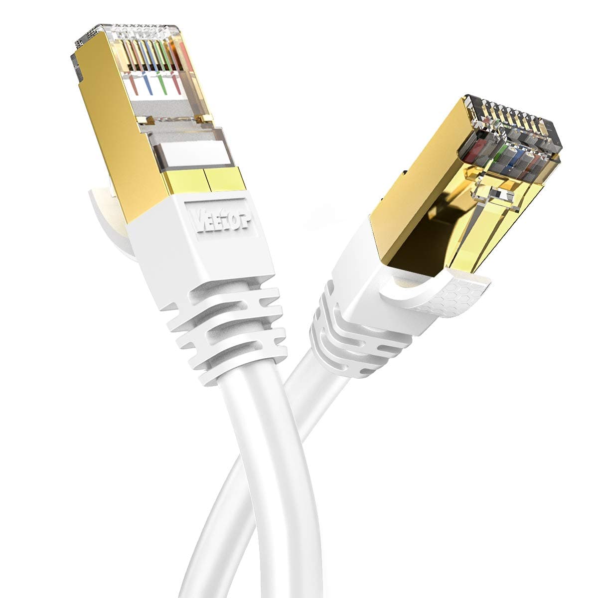 VEEtOP Cable Ethernet Cat 8 de Red con Conectores rj45 Oro para 40 Gigabit Internet LAN 1m Negro — view 12