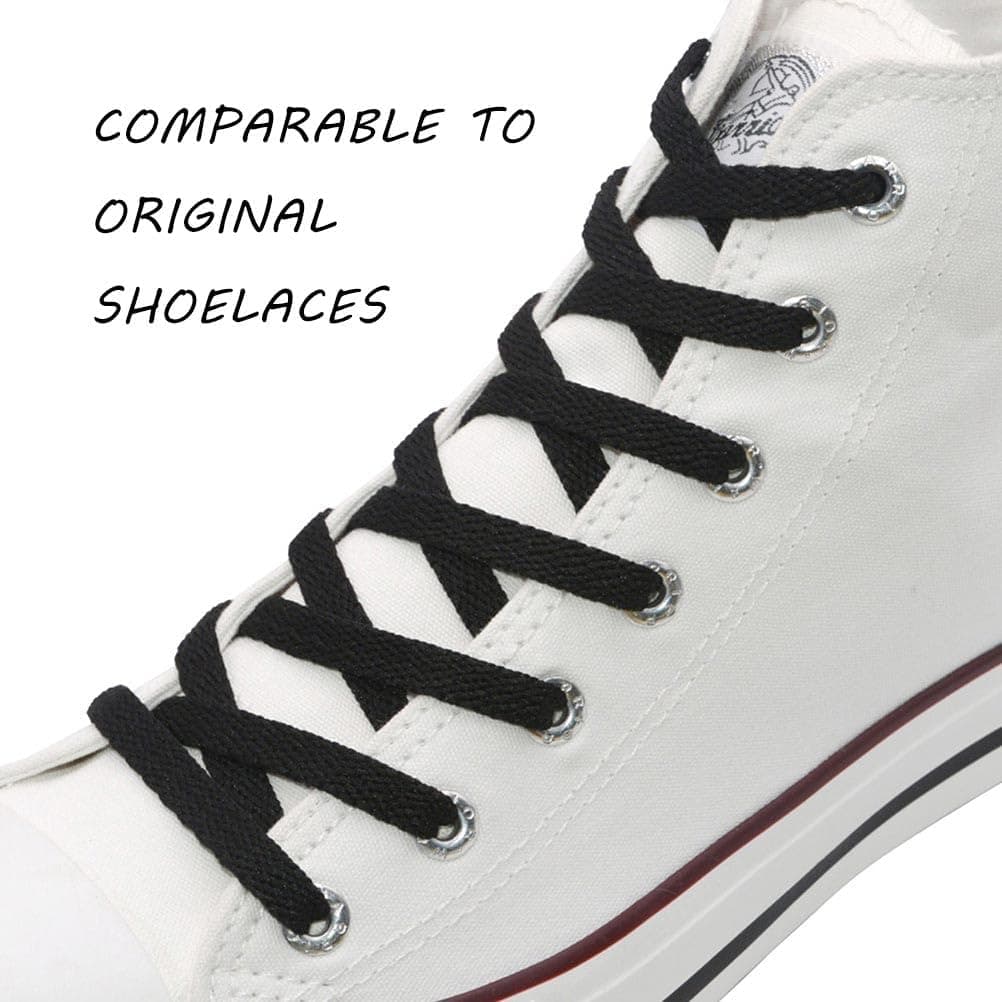 VSUDO Flat Trainers Shoelace, 8mm Wide Shoe Lace for Sneakers, Premium Trainer Shoe String, Replacements for Athletic Sport Shoelaces