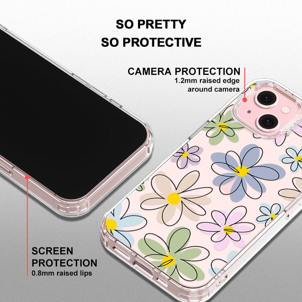 MOSNOVO Case for iPhone 15, [Buffertech 6.6ft Military-Grade Drop Protection] [Anti Peel Off Tech] Clear TPU Bumper Phone Case Cover Design - Linear Blooms — view 4