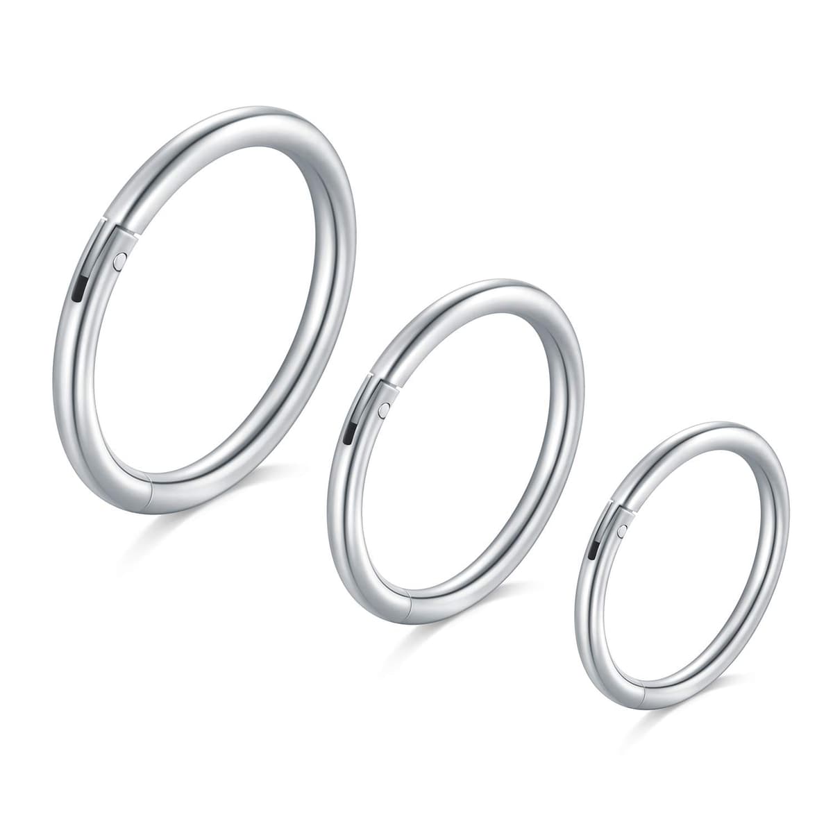 Longita 18G Hinged Clicker Segment Nariz Aros Anillos Acero Inoxidable Hombre Mujer Septum Labio Oreja Tragus Cartilage Helix Conch Piercing Joyería 3 Piezas — view 12