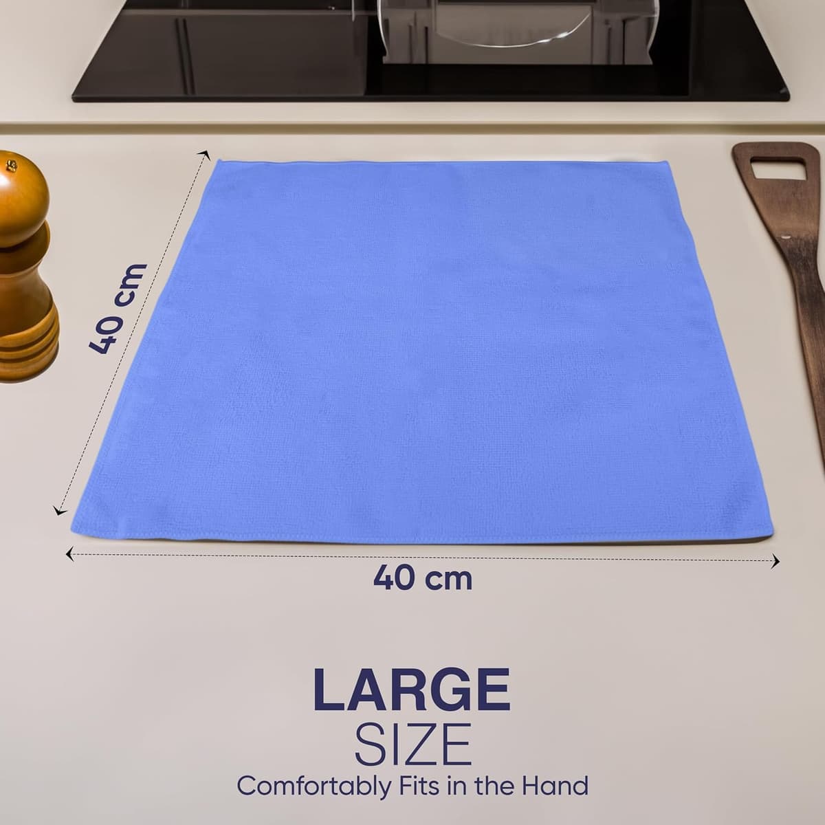 DCS Microfibre Cleaning Cloth, Blue, Pack of 10, Large Size: 40x40cm. Super Soft Premium Streak Free Washable Cloth Duster for Kitchen, Bathrooms, Surfaces, Mirrors, Car, Motorbike — view 6