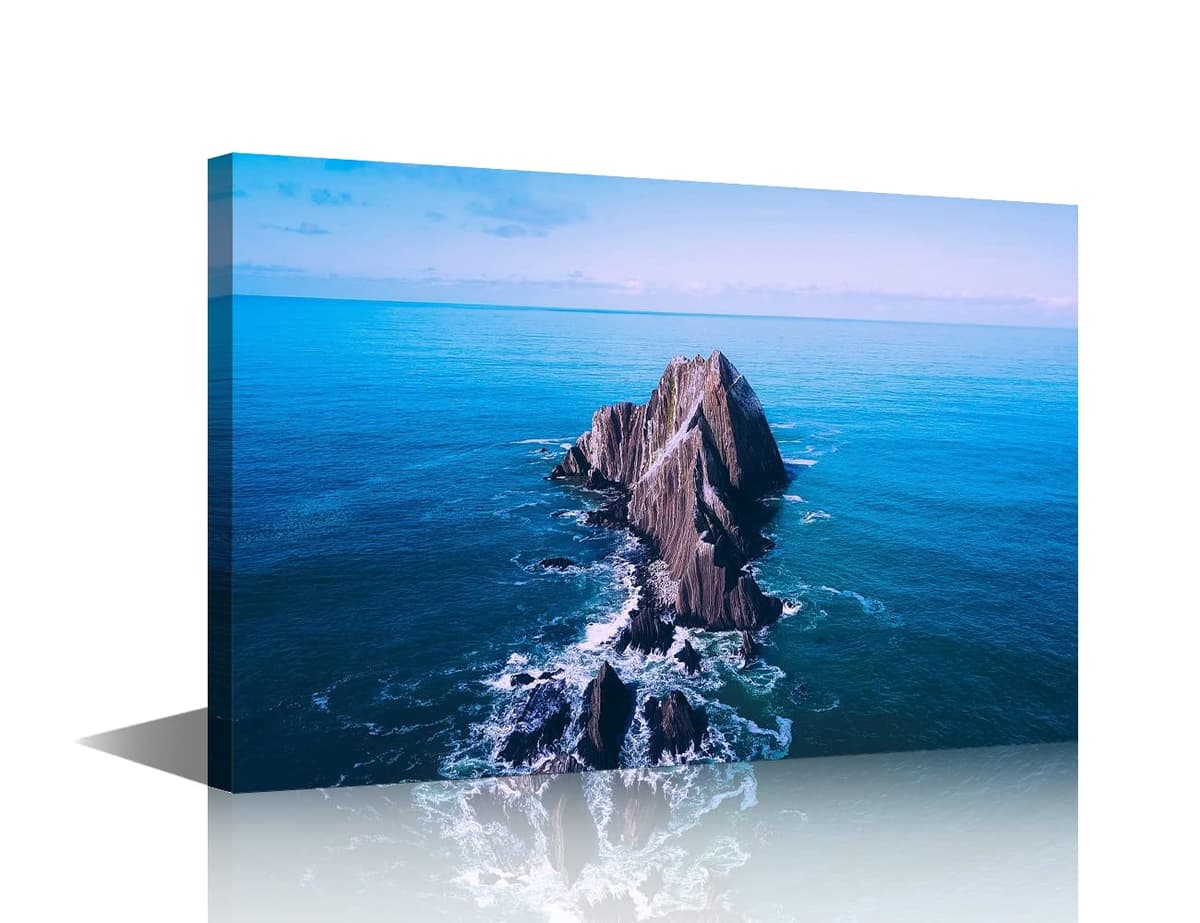 Wall Art for Living Room Beach Canvas Art Wall Decor Blue Sea Sunset Pictures Print on Canvas Natural Landscape Painting Seascape Artwork Stretched Framed Ready to Hang 12x18inch — view 27