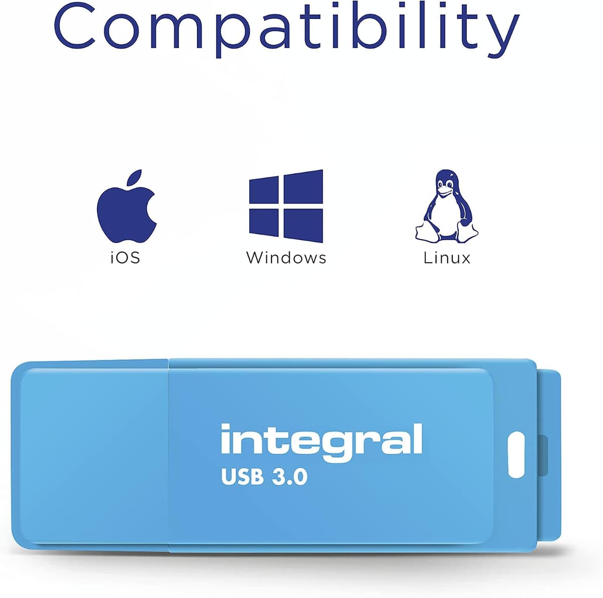 Integral 128GB Neon Blue USB 3.0 Gen 1 Flash Drive USB3.0 128GB Blue — view 3