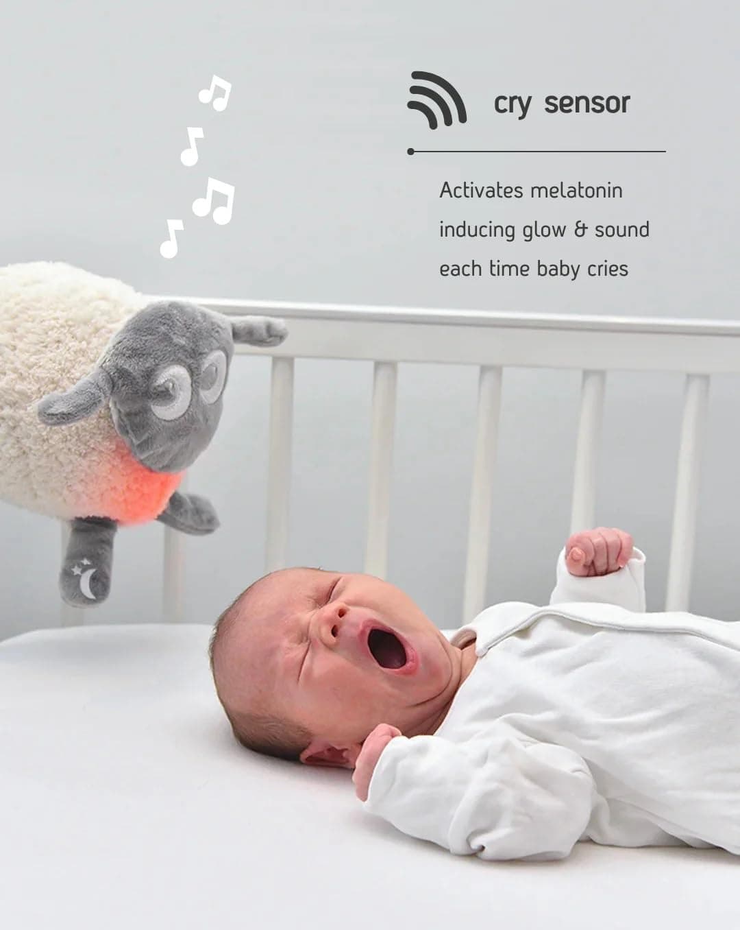 Sweet Dreamers, Rechargeable Ewan Deluxe, Grey | Baby & Infant Sleep Aid Gift | Cry Sensor & Nightlight | 10 Soothing White & Pink Noise Sounds | Continuous or Timer Playback | Machine Washable — view 4