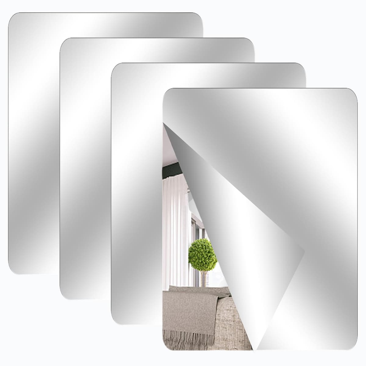 TSLBW 4 Pack Self Adhesive Mirror Stickers 40x30cm Acrylic Mirror Sheets for Wall School Home Livingroom Bathroom Bedroom Decor — view 10