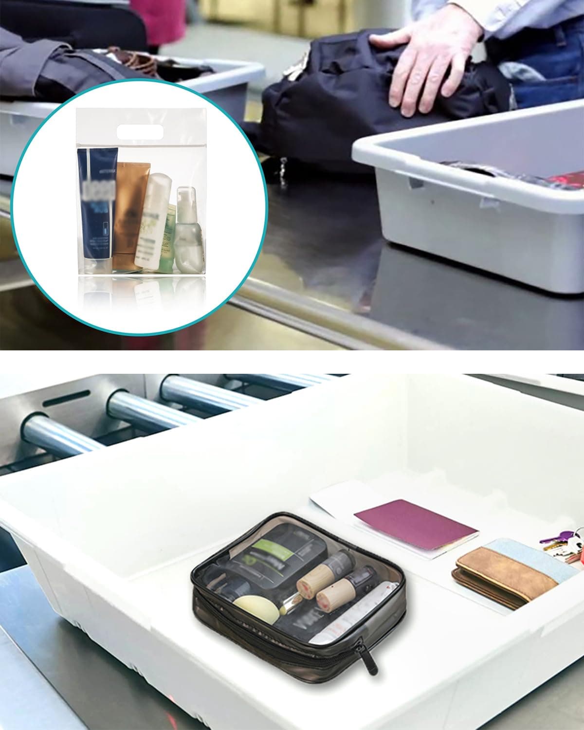 MOCOCITO Neceser Transparente con 8 Botellas de Viaje (MAX.100ml) y 1 Bolsa de Vuelo para Líquidos (20x20 CM,1L), Bolsa de Cosméticos Impermeable para Hombre y Mujer — view 8