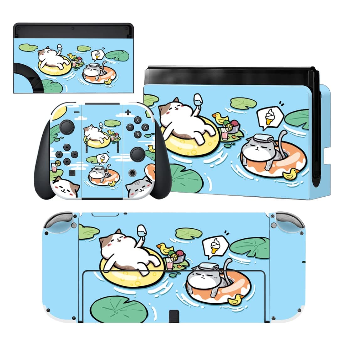 playvital Full Set Protective Stickers for Nintendo Switch OLED Model, Customized Vinyl Decal Skins for Switch OLED Console & Joycon & Dock & Grip - Nebula Galaxy — view 23