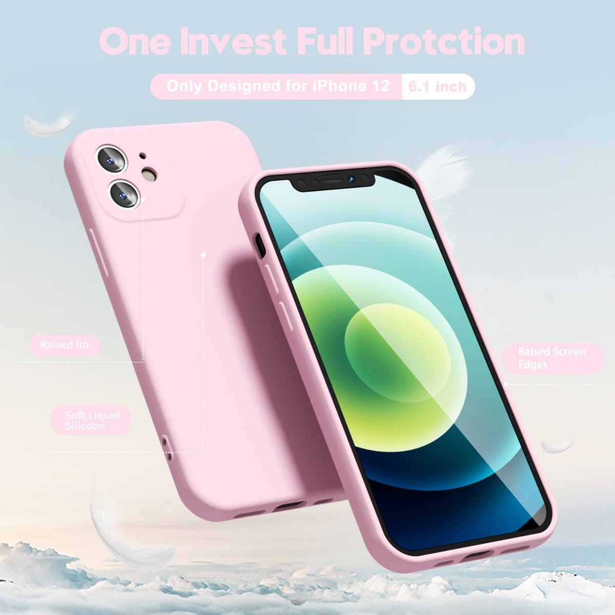 oakxco for iPhone 17 Pro Max Phone Case Liquid Silicone, Cute Thin Slim Grip Soft Rubber Gel for Women Men, Smooth Matte TPU Plain Solid Color Girly Simple Case with Camera Cover, Light Pink — view 1451