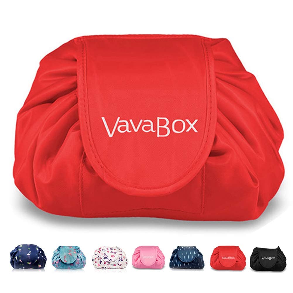 Lazy Drawstring Makeup Bags, Large Capacity Waterproof Travel Portable Cosmetic Bag Pouch Makeup Pouch Storage Organiser for Women Girl (Flamingo) — view 18