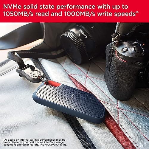 SANDISK 1TB Extreme Portable SSD (Old Model) - Up to 1050MB/s, USB-C, USB 3.2 Gen 2, IP65 Water and Dust Resistance, Updated Firmware - External Solid State Drive - SDSSDE61-1T00-G25 — view 3