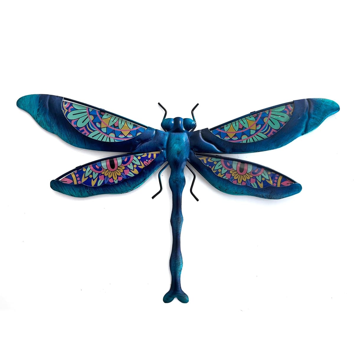 Liffy Glass Metal Dragonfly Wall Decor Pair - Outdoor Wall Art for Garden and Home - Hanging Decor Gifts for Women, Light Blue — view 13