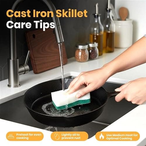 Utopia Kitchen Premium Cast iron Skillets 3 Piece Set, Chef's Pan, Pre Seasoned Frying Pan, 6, 8 & 10 Inches, PFAS-Free, Stovetop, Campfire & Grill Large Skillet, Even Heat Distribution Cast Iron Pan — view 5