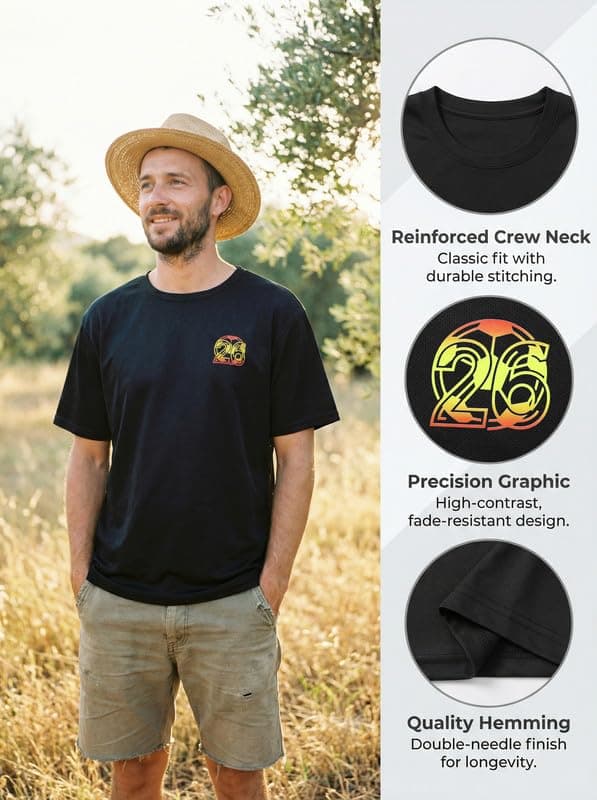 Mens T-Shirts World Cup 2026 Merchandise Funny Football Shirts Summer Short Sleeve Crew Neck Tops Loose Tees Casual Blouse Training Hiking Workout Athletic Tee Black — view 3