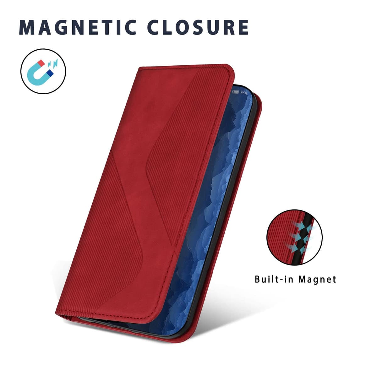 Case Compatible with Xiaomi Redmi Note 7 / Redmi Note 7 Pro, Premium PU Leather Wallet Case with [Card Slots], Shockproof Flip Cover for Xiaomi Redmi Note 7 / Redmi Note 7 Pro (Red) — view 5