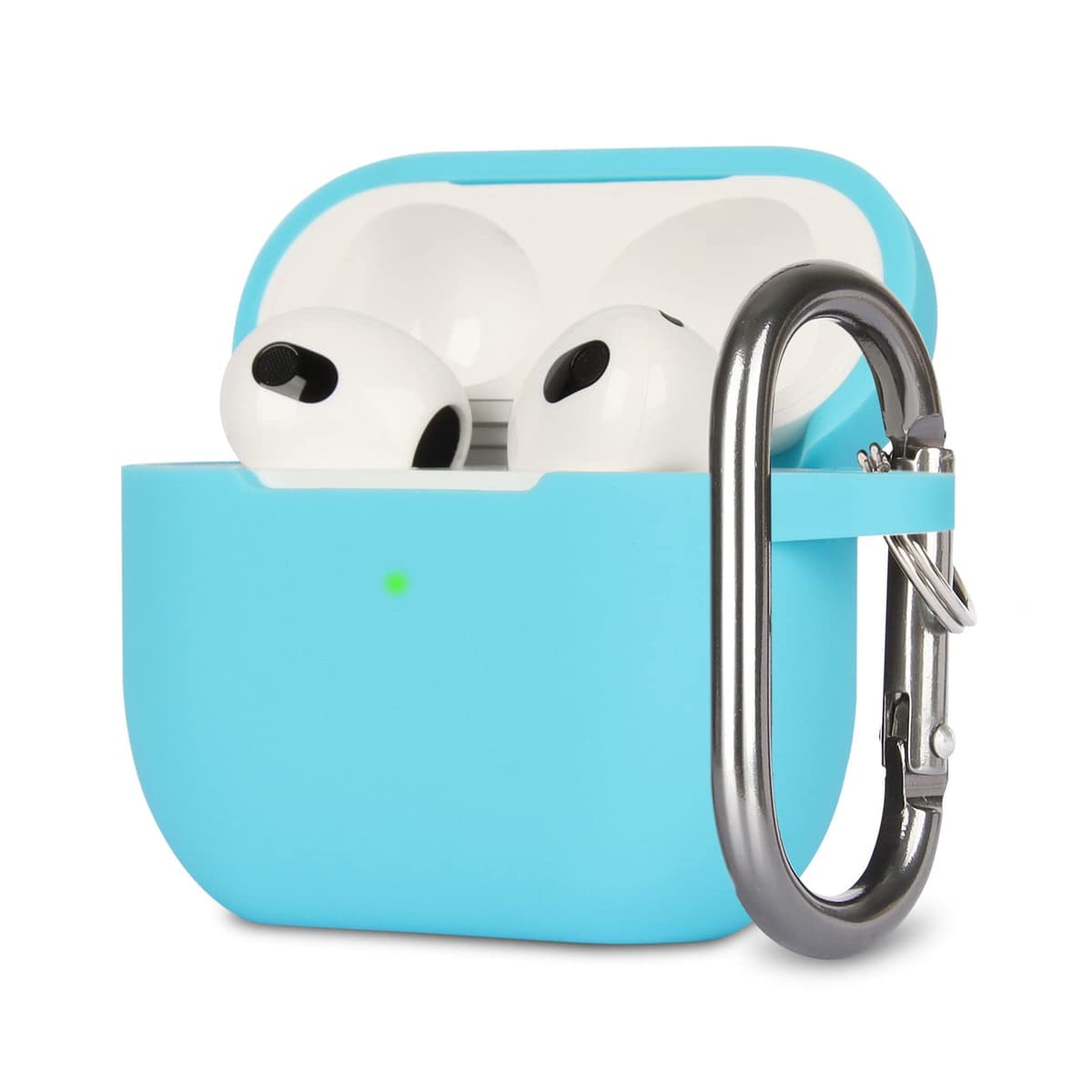 Funda de Silicona Compatible con AirPods 3, Anti-rasguños, Anti-Polvo, LED Frontal Visible, Funda Premium Silicona para AirPods 3.ª Generación (2021) con Mosquetón, Coral Orange — view 18