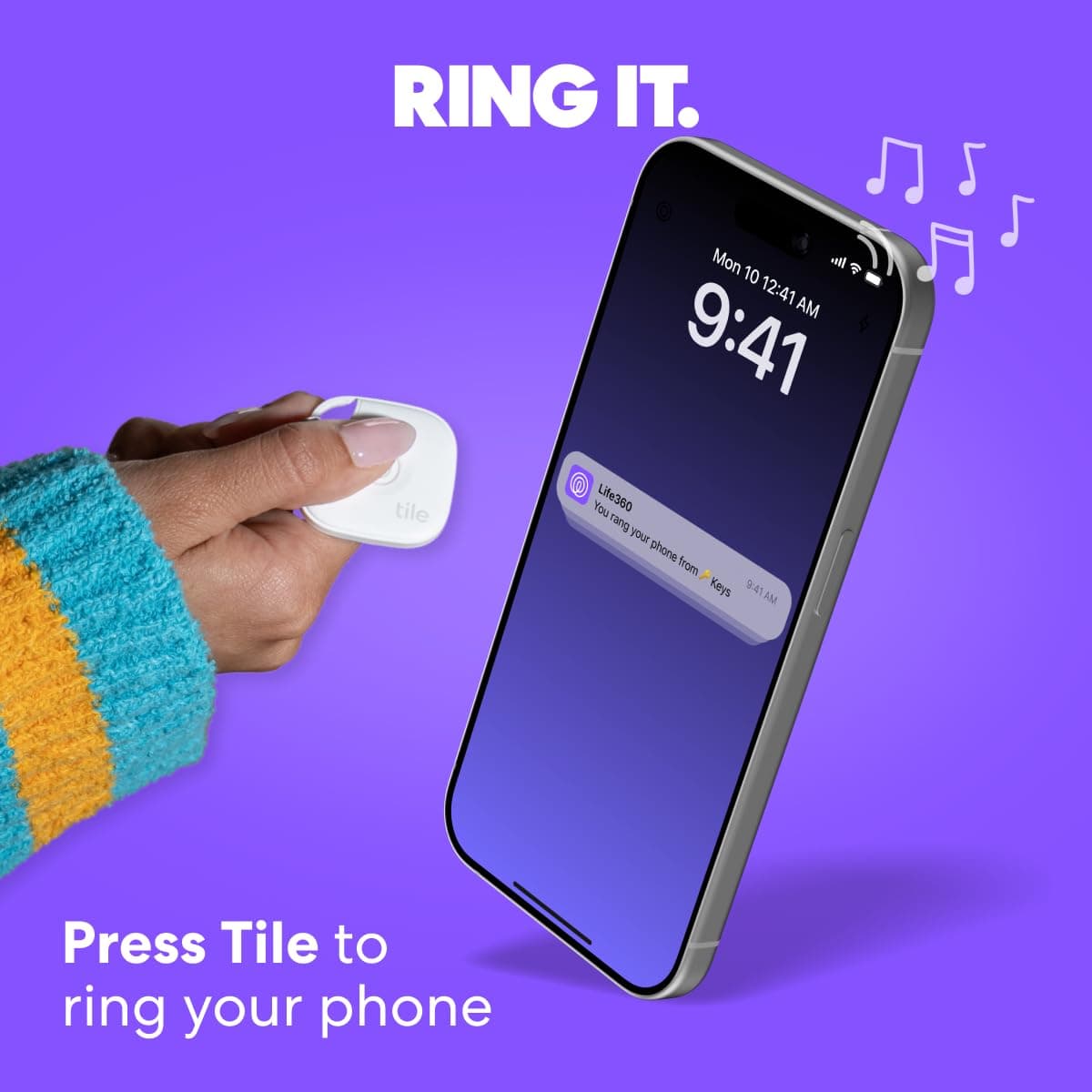 Tile by Life360 Mate - Bluetooth Tracker, Keys Finder and Item Locator for Keys, Bags and More. Phone Finder. Both iOS and Android Compatible. 1-Pack (Navy Blaze) — view 4