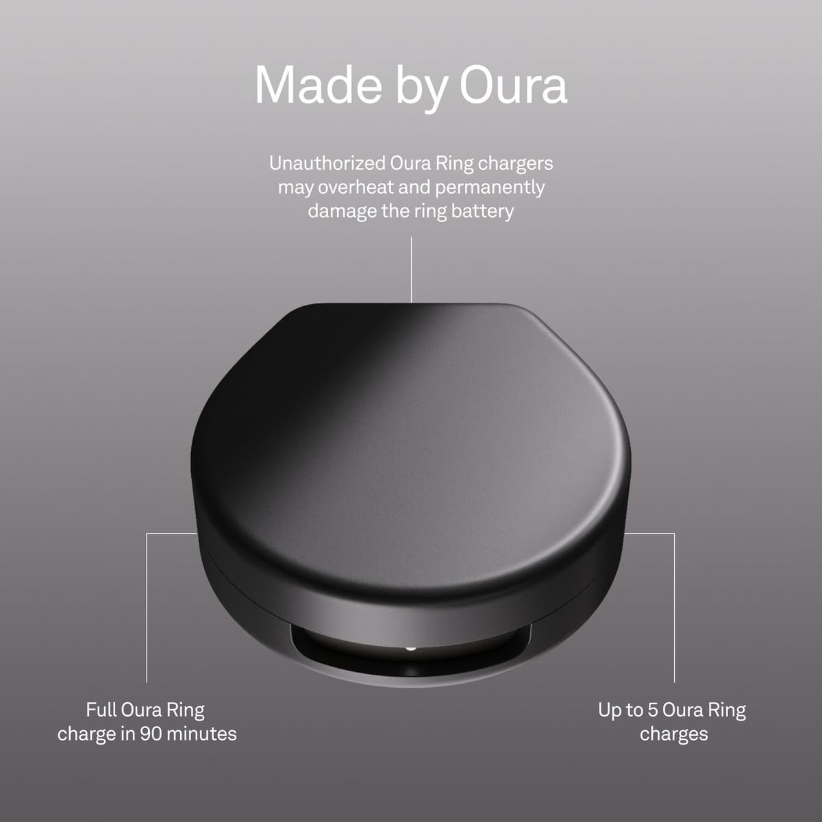 Oura Ring 4 Charging Case (USB-C Cable not included) - Dark Grey - Size 7 - Holds up to 5 charges / 1 month charge capacity, Recharge within 90 minutes — view 3