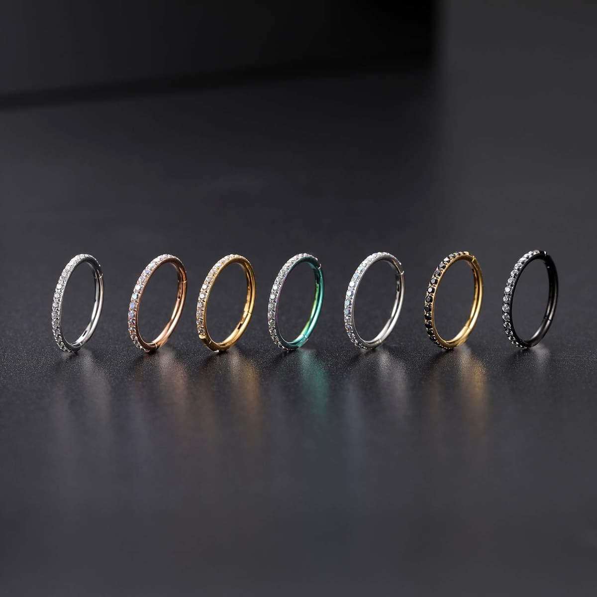 AROWRO 20G 18G 16G 14G CZ Nose Septum Rings Cartilage Conch Earring Hoop 316L Surgical Steel Conch Daith Helix Tragus Piercing Jewelry Septum Clicker for Women Men — view 5