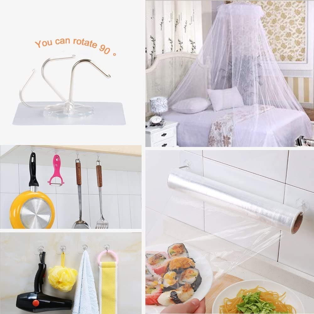 AOMEES Adhesive Hooks Heavy Duty Wall Hooks 8kg (Max) Self Adhesive Hook 12pcs — view 4
