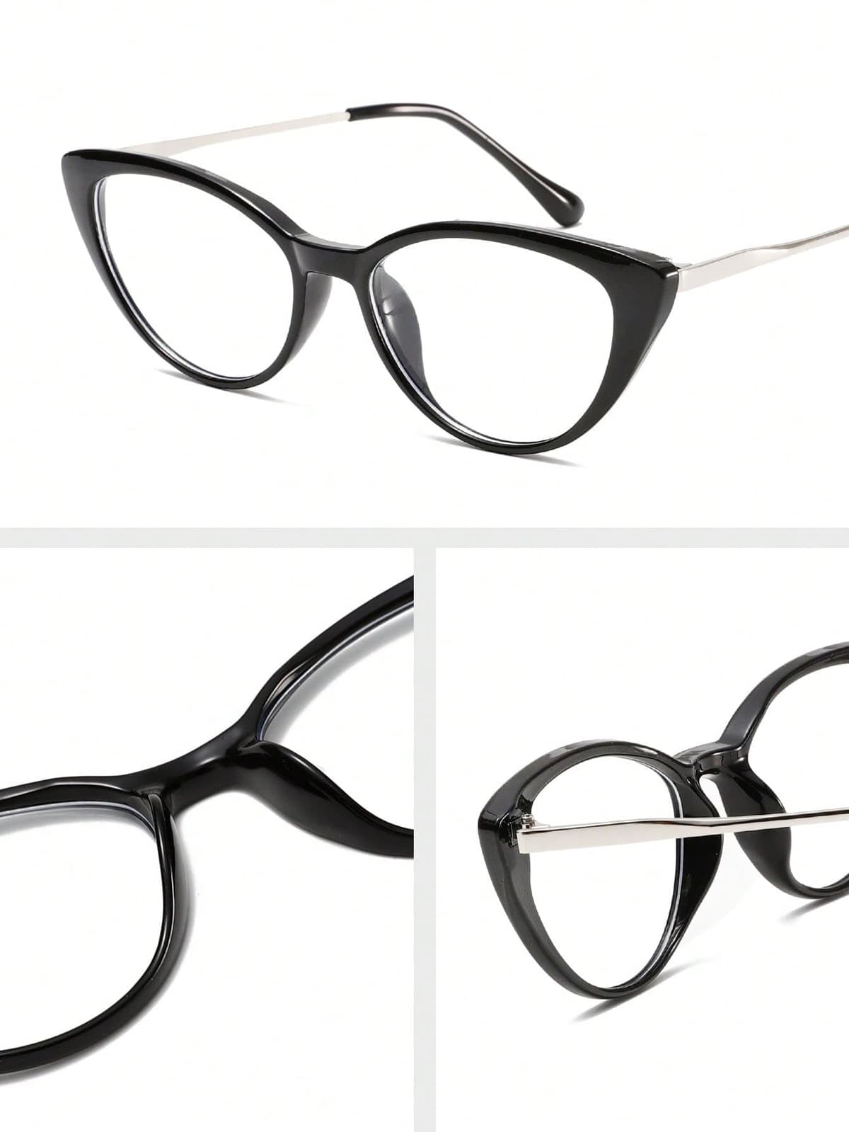 1/2/3 gafas transparentes de plástico con diseño de ojo de gato, marco completo, moderno, simple, para mujer, para la vida cotidiana, regalo de vacaciones adecuado — view 4