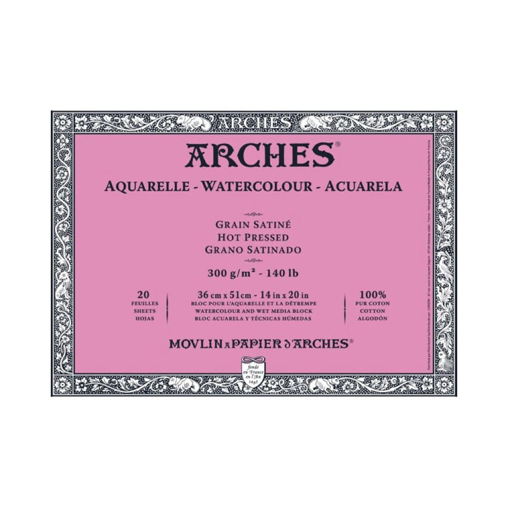 Arches - Papel de acuarela, bloc 12 hojas engomado 1 lado, grano fino, 300 g/m², 23 x 31 cm — view 5