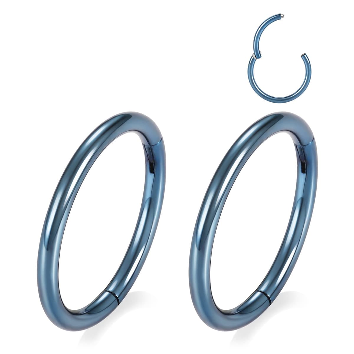 GAGABODY 2 Pcs Nose Rings 20G 18G 16G 14G 12G 10G 8G Surgical Steel Piercing Rings for Nose Septum Cartilage Helix Tragus Conch Rook Daith Lobe from 5mm to 16mm Seamless Hoop Unisex Hinged Earrings — view 19