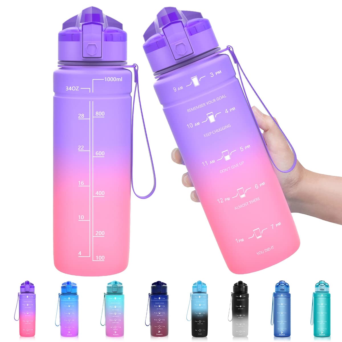 ZOUNICH Botella Agua Deporte, Botella Agua Niños sin BPA Reutilizable Plástico Tritan - 500 ml / 700 ml / 1 l, Cantimploras para Te con Filtro, para Infantil, Gimnasio, Bicicleta — view 17