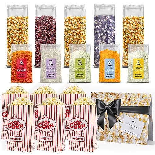 Popcorn Movie Night Supplies Popcorn Kernels Popcorn Seasoning 16 Pack, 5 Gourmet Popcorn Kernels, 5 Popcorn Seasoning Variety Packs Non-GMO Snacks, Includes 6 Bags, Gift Basket Idea — view 4