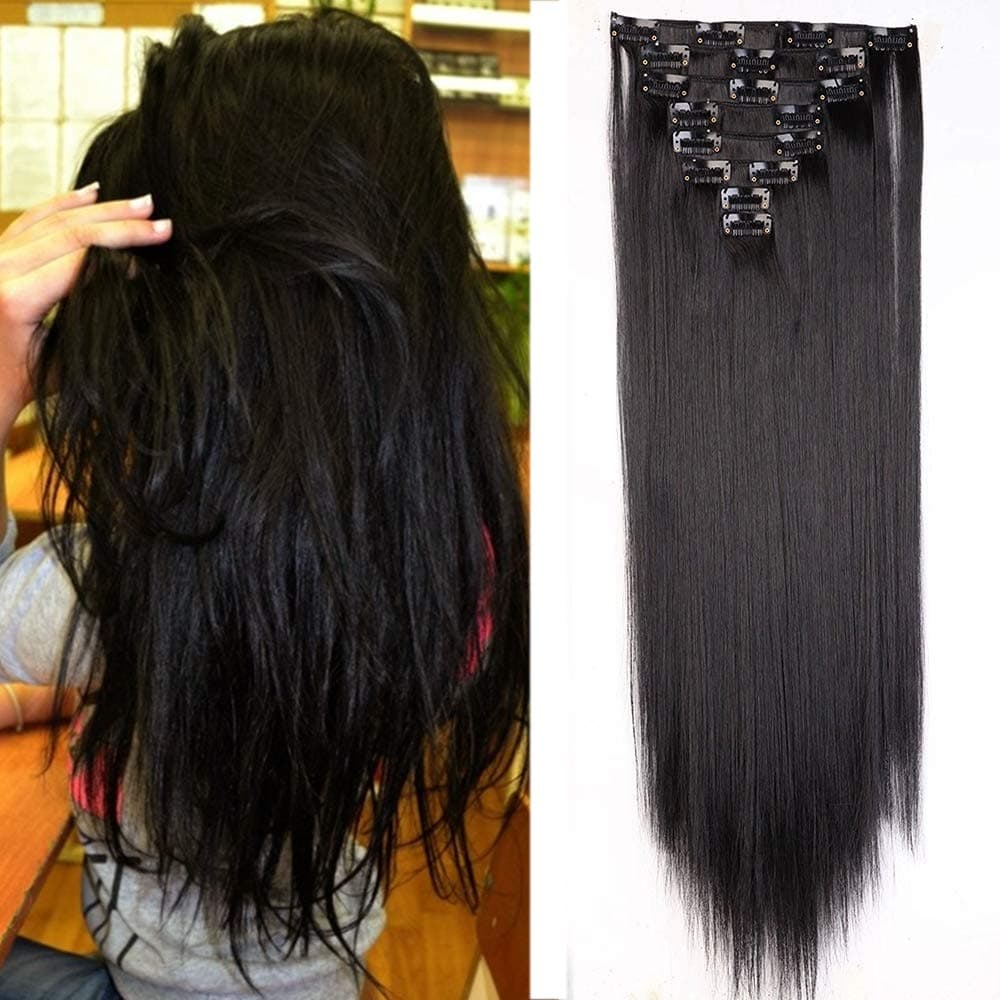 24"(60cm) SEGO Extensiones de Cabello Clip de Pelo Sintético Se Ve Natural 8 PCS [Sandy Rubio mezcla Blanqueador Rubio] Rizado Ondulado Largo Postizos Pelucas (140g) — view 28