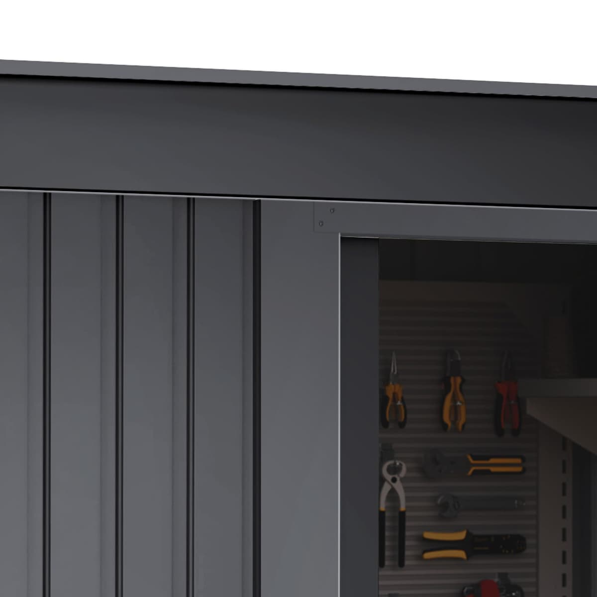 Wasabi - Armario Exterior Terraza 1,39m2 Neat Antracita - Puerta Corredera - Techo Inclinado - 162x86x181cm - Caseta Jardín Resistente - Cobertizo Almacenamiento — view 5