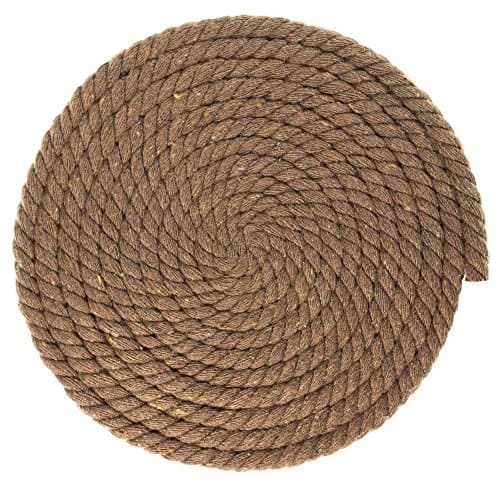 Super Soft 3 Strand Twisted Cotton Rope (Brown, 1/4 Inch x 10 Feet)