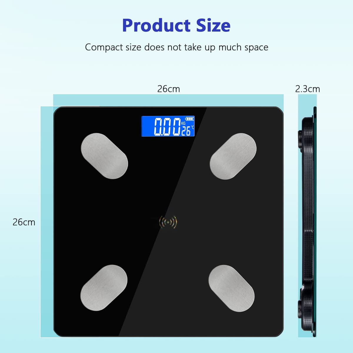 Diboniur Precision Smart Digital Bathroom Scale, Body Weight Scale for IOS and Android, Scales with 12 Indicators – Weight, Body Fat, Muscle (Black) — view 7