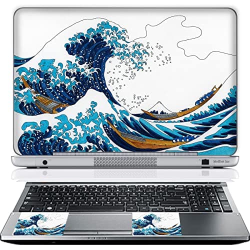 15 15.6 Inch Laptop Skin Sticker Cover Premium Sticker Cover Art Decal Decorative (Included 2 Wrist Pad Skins) - Great Wave