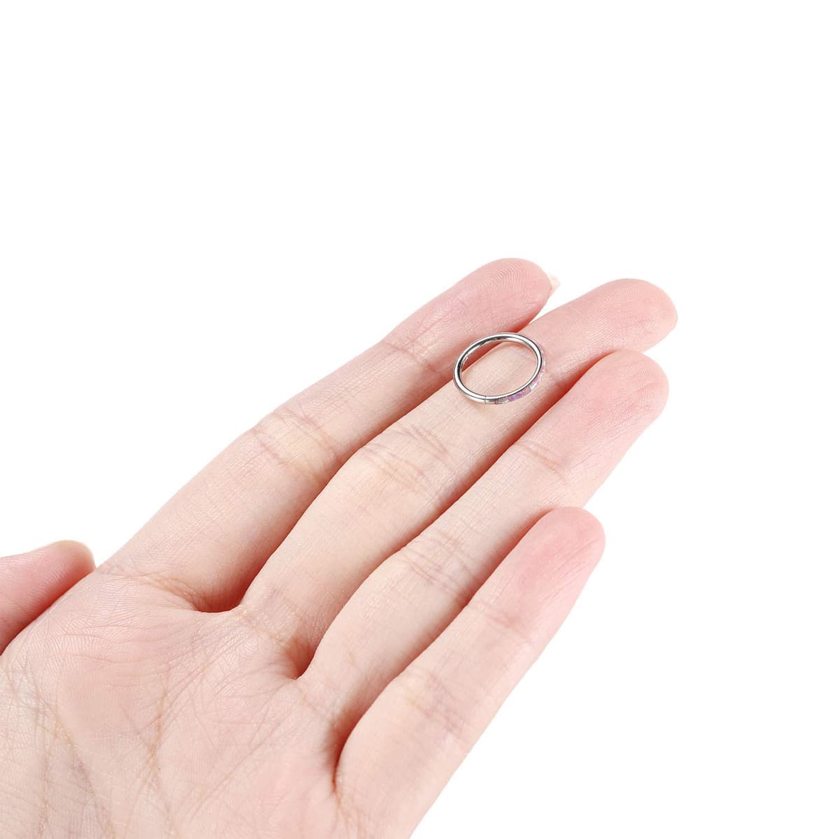 hengkaixuan CZ/Opal Nose Rings Conch Jewellery Septum Clicker 316L Surgical Steel Segment Ring Helix Cartilage Earrings Hoop Daith Tragus Rook Piercing Jewellery — view 3