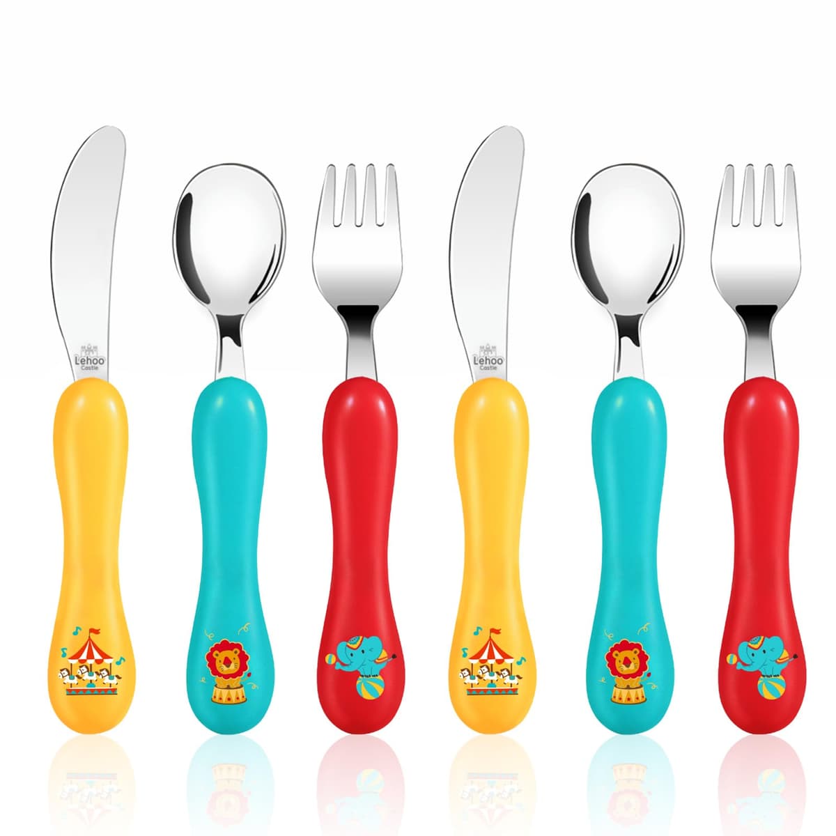 Lehoo Castle Children's Cutlery Set, 6pcs Stainless Steel Toddler Cutlery Kids Cutlery Flatware, Incudes 2 x Spoons, 2 x Forks, 2 x Knives — view 17