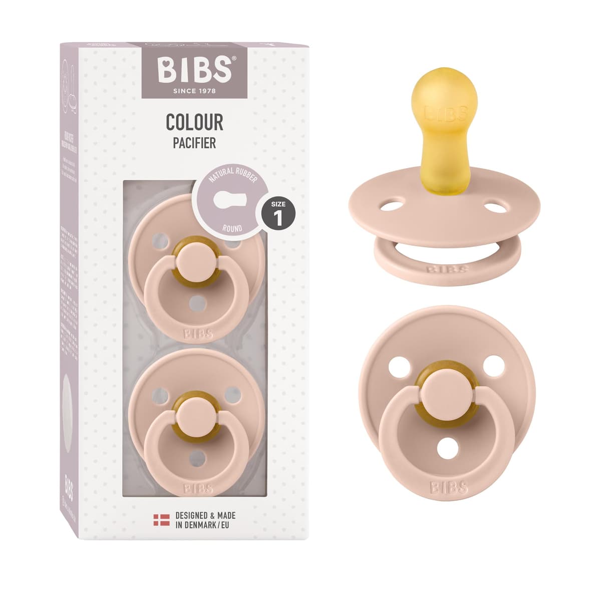 BIBS Colour Soother 2-Pack, BPA Free Dummy Pacifier, Round Nipple. Natural Rubber Latex, Size 2 (6-18 Months), Sky Blue/Steel Blue — view 57