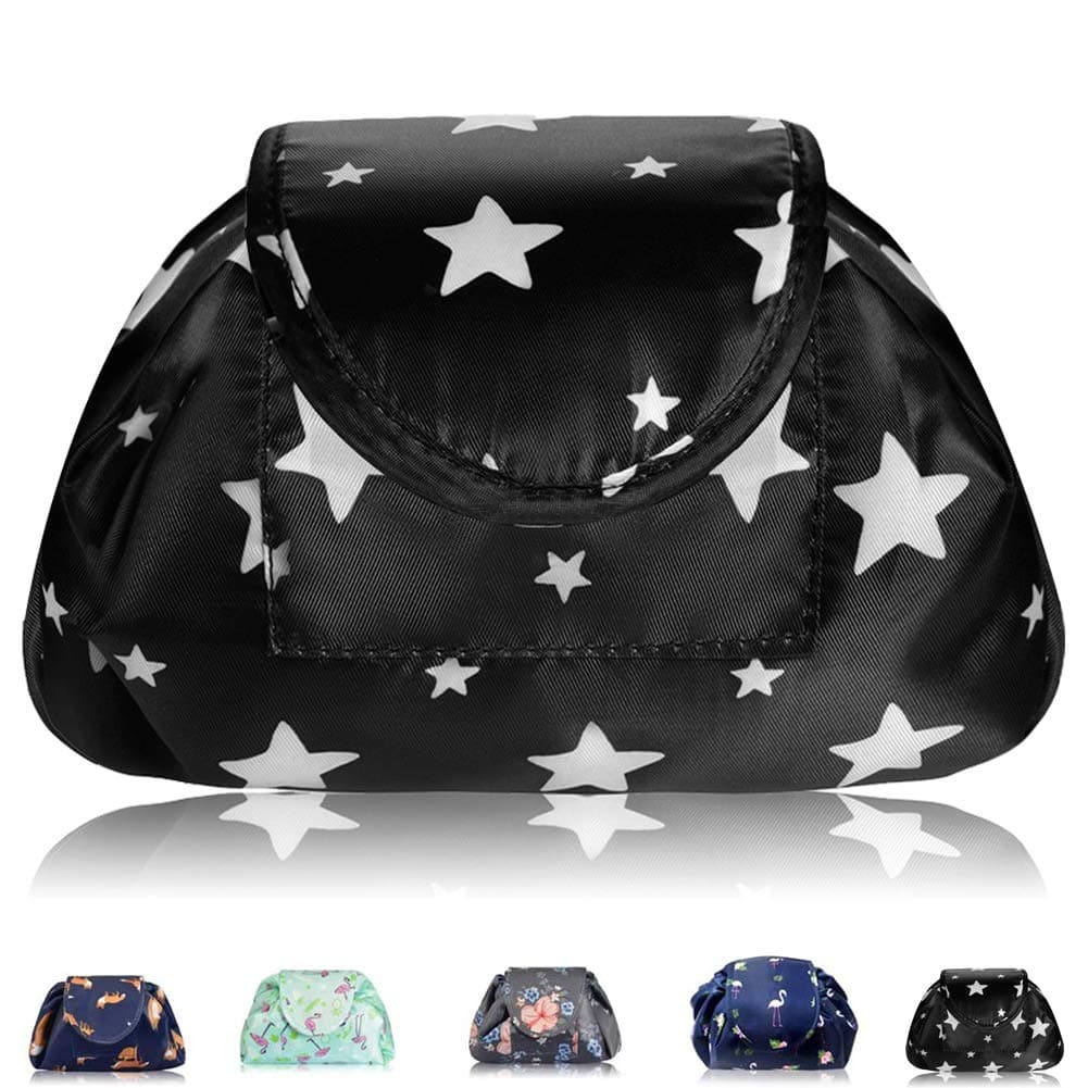 Lazy Drawstring Makeup Bags, Large Capacity Waterproof Travel Portable Cosmetic Bag Pouch Makeup Pouch Storage Organiser for Women Girl (Flamingo) — view 21