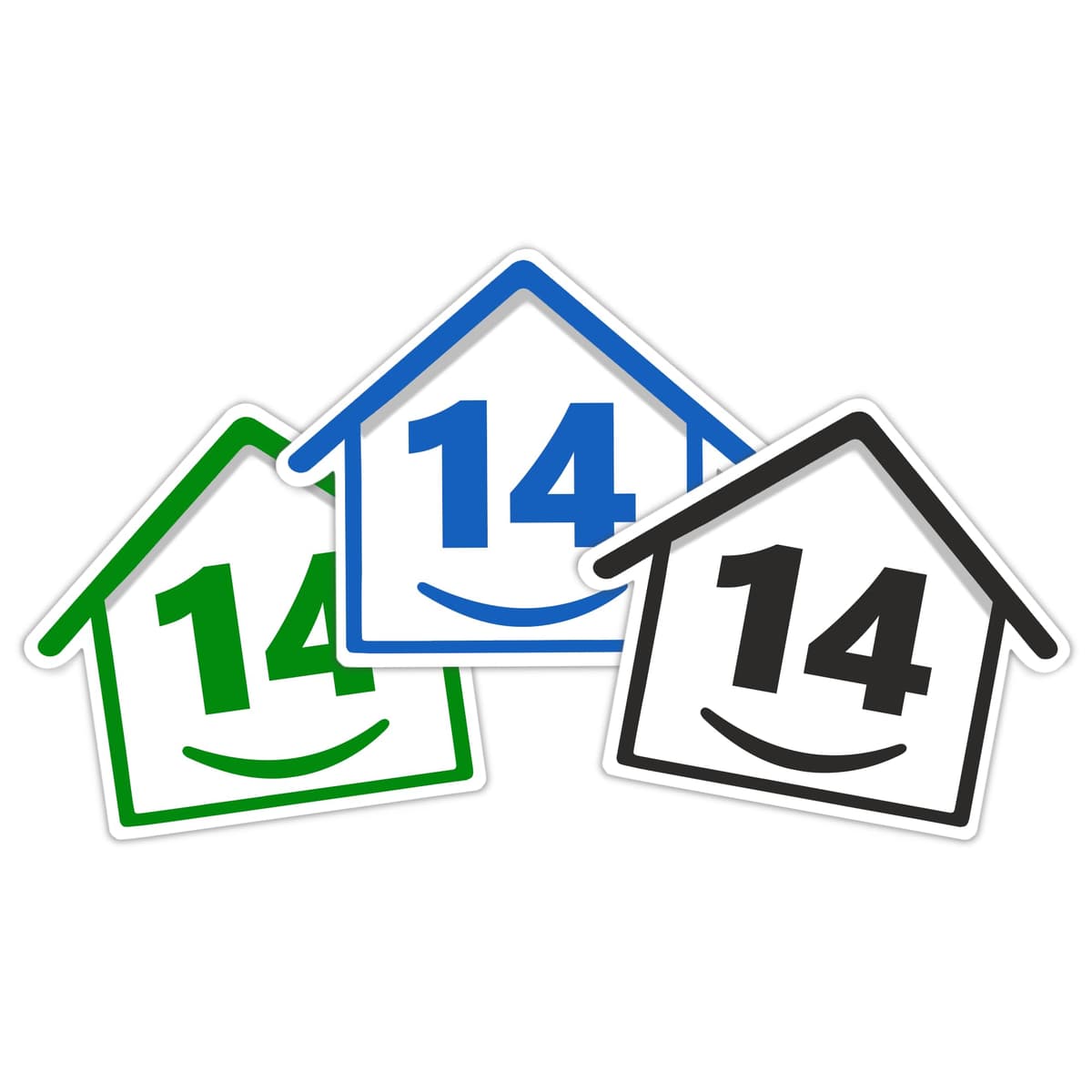 3 x Bin Numbers for Wheelie Bins, 1-99, 15cm ‘Happy House’ Colour Design Dustbin Stickers, Easy Application Stick On Number Stickers - Weatherproof Self Adhesive Vinyl – Blue, Black and Green (1) — view 25