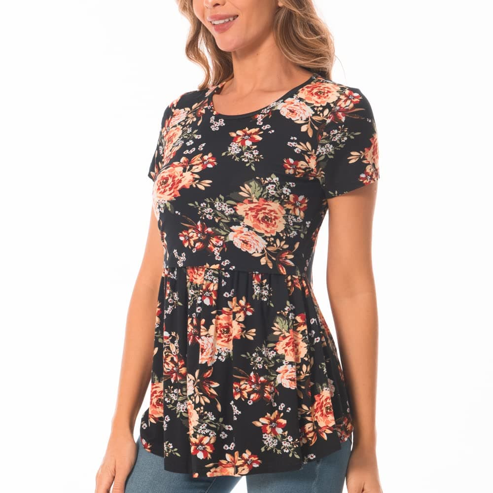 Bearsland Women's Nursing Tops Short Sleeve Scoop Neck Breastfeeding Shirt Maternity Clothes — view 4
