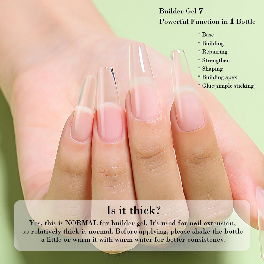 AIMEILI Gel Uñas Constructor Base Coat y Builder Gel 7 en 1 Nail Extensión Esmaltes Semipermanentes de Uñas UV LED Building Base 10ML — view 5