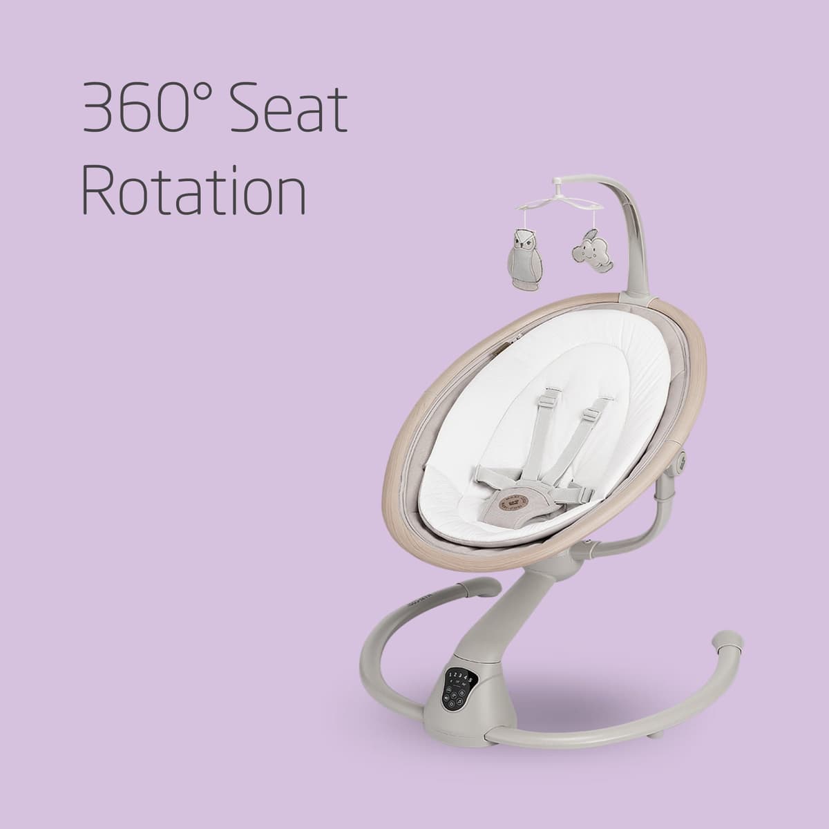 Maxi-Cosi Cassia Electric Baby Swing Chair, 0–6 Months, max 9kg, Baby Rocker, 12 melodies, 360° Seat Rotation, Automatic Motion Detection, 5 Swinging Speeds, 2 Recline Positions, Classic Beige — view 4