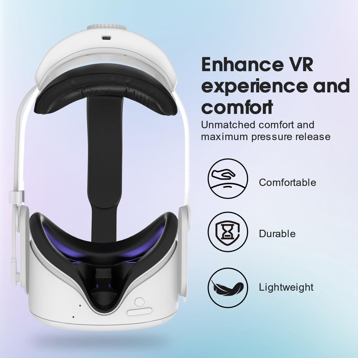 Eyglo Correa RGB Compatible Con Quest 3S - Repuesto Para Correa Elite Con Batería de 12000 mAh - Mayor Comodidad y Soporte - Accesorios de Realidad Virtual - Prolonga el Tiempo de Juego — view 3