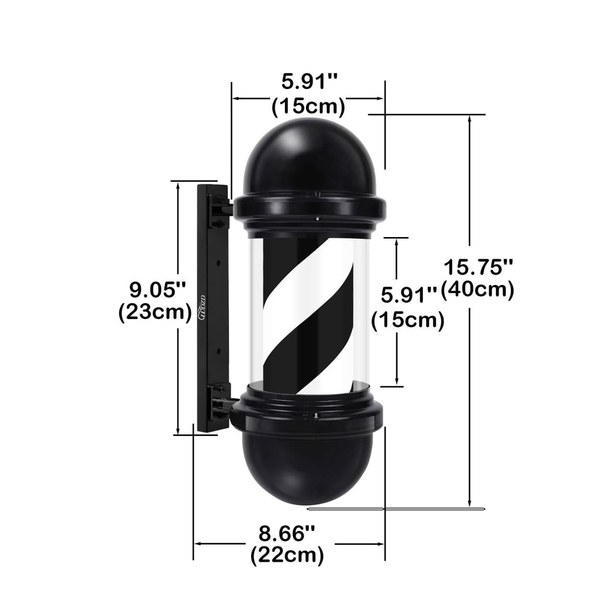 WDZD Mini 40 cm Negro Poste Barbero Barber Pole — view 2