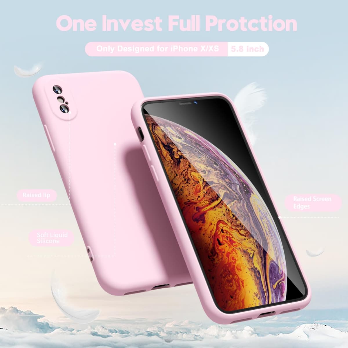 oakxco for iPhone 17 Pro Max Phone Case Liquid Silicone, Cute Thin Slim Grip Soft Rubber Gel for Women Men, Smooth Matte TPU Plain Solid Color Girly Simple Case with Camera Cover, Light Pink — view 1053