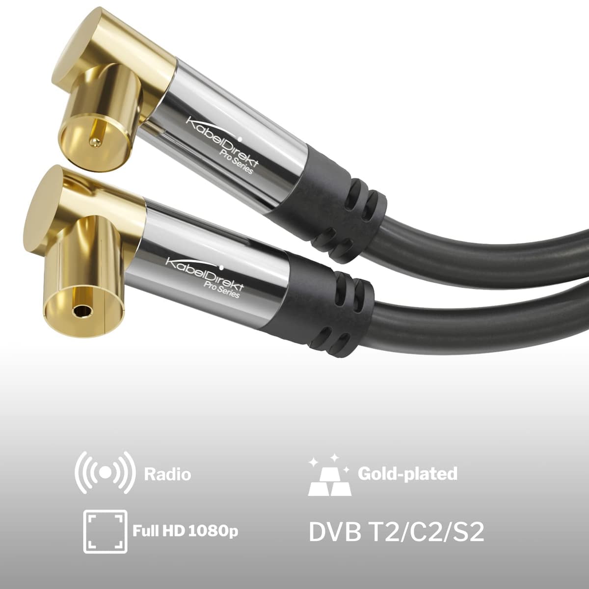 KabelDirekt – Cable Antena TV 4K, Cable Coaxial – 90° acodado – 2m – TV digital y analógico – Disponible en 0,5-20m (Enchufe acodado/Toma acodada, para DVB-C/DVB-T/DVB-S, negro) — view 2