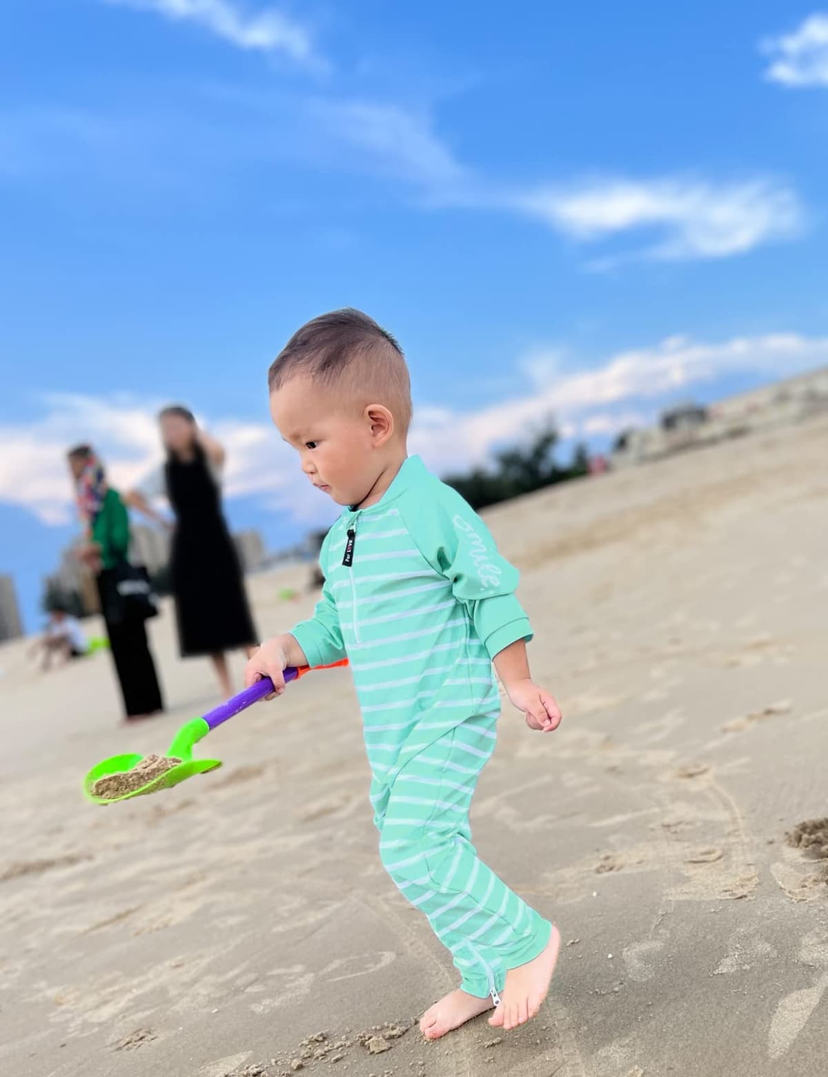 weVSwe Baby Toddler Boy Swimsuit Long Sleeve Baby Swimwear UPF 50+ Sun Protection Rash Guard Swimming Costume with Crotch Zipper 0-3 Years — view 2