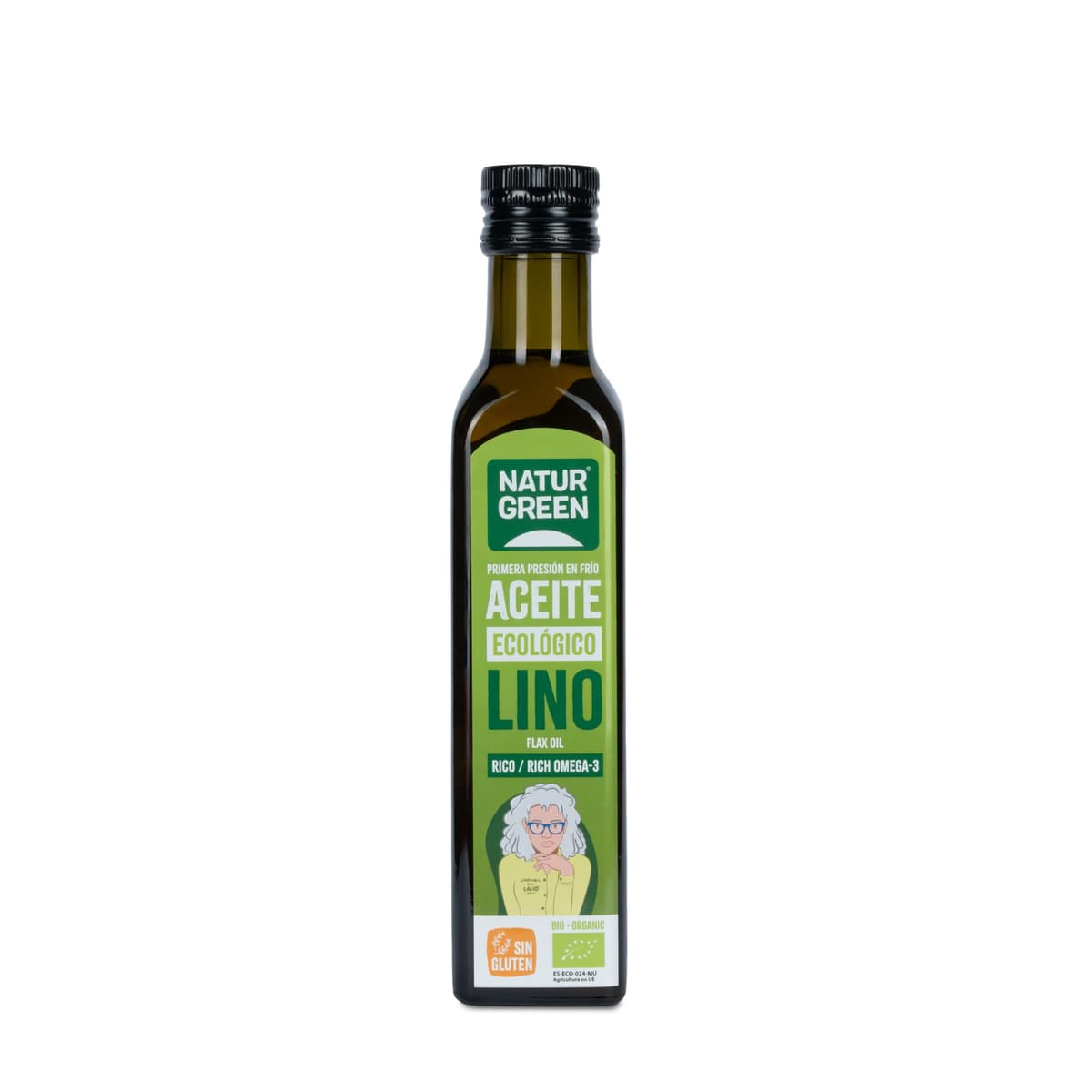 NaturGreen - Aceite Lino Bio, 100% Aceite de Semillas de Lino Ecológico, Rico en Omega-3, Primera Presión, 250 Mililitros, El embalaje puede variar