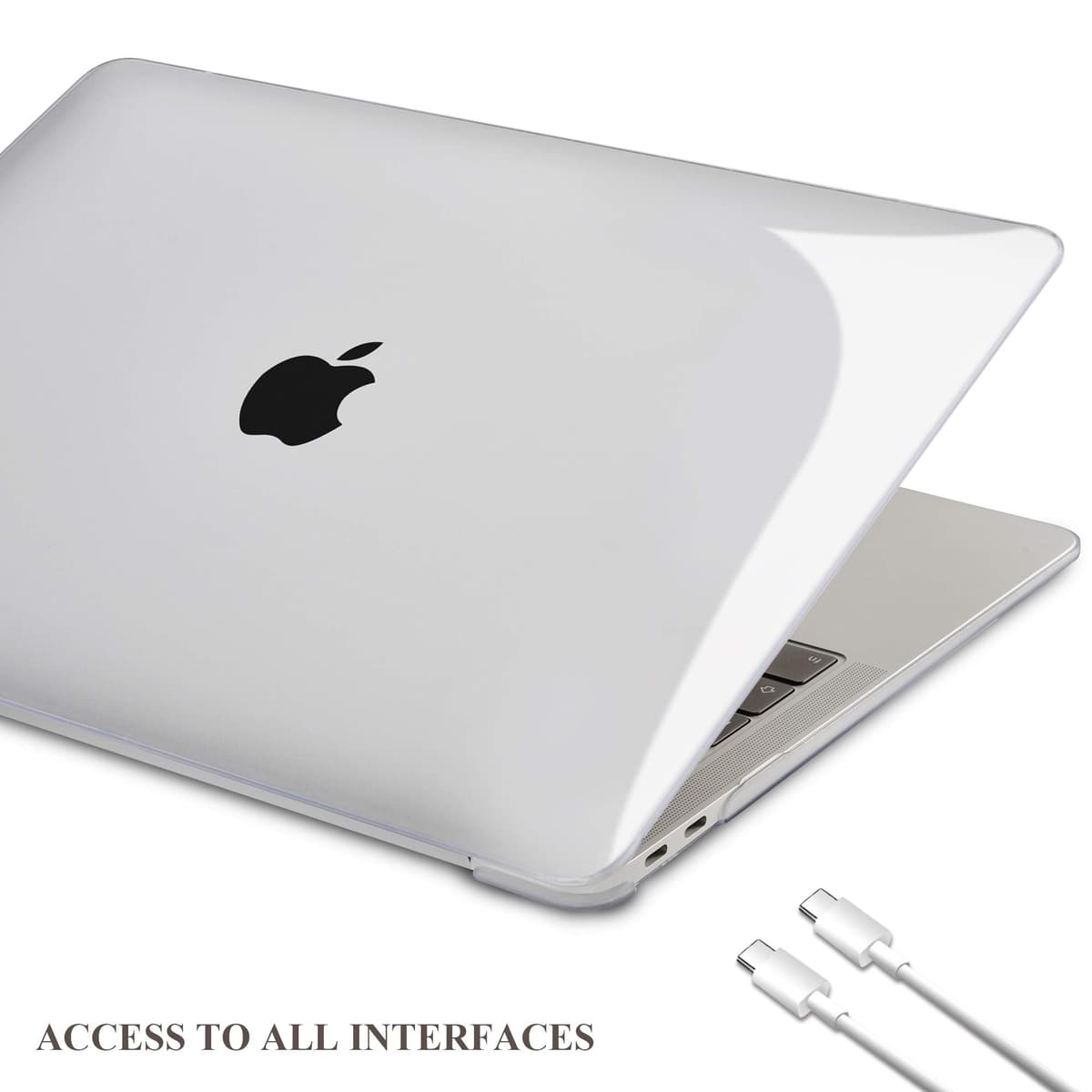 TECOOL Case compatible with MacBook Air M1 & MacBook Air 13 inch Retina 2020 2019 2018 (A2337 A2179 A1932), Plastic Snap On Hard Shell Cover & UK EU Keyboard Protector, Crystal Clear (Glossy) — view 6