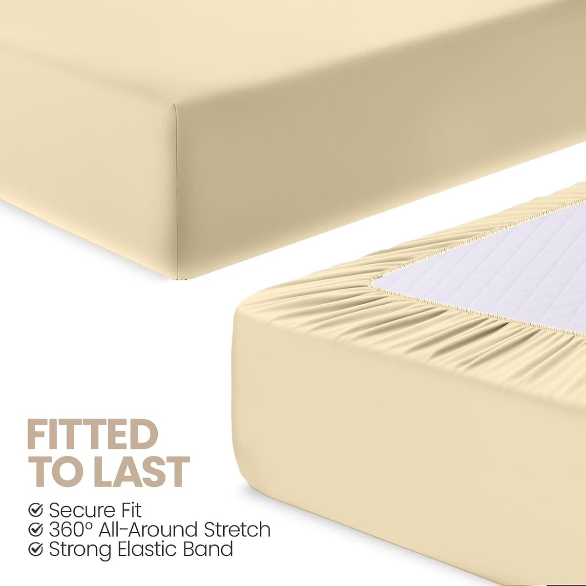 Utopia Bedding Fitted Sheet Small Double (2 Pack), Beige - Deep Pocket 14 inch (30 cm) - Oeko Tex Certified - Easy Care - Sof — view 4